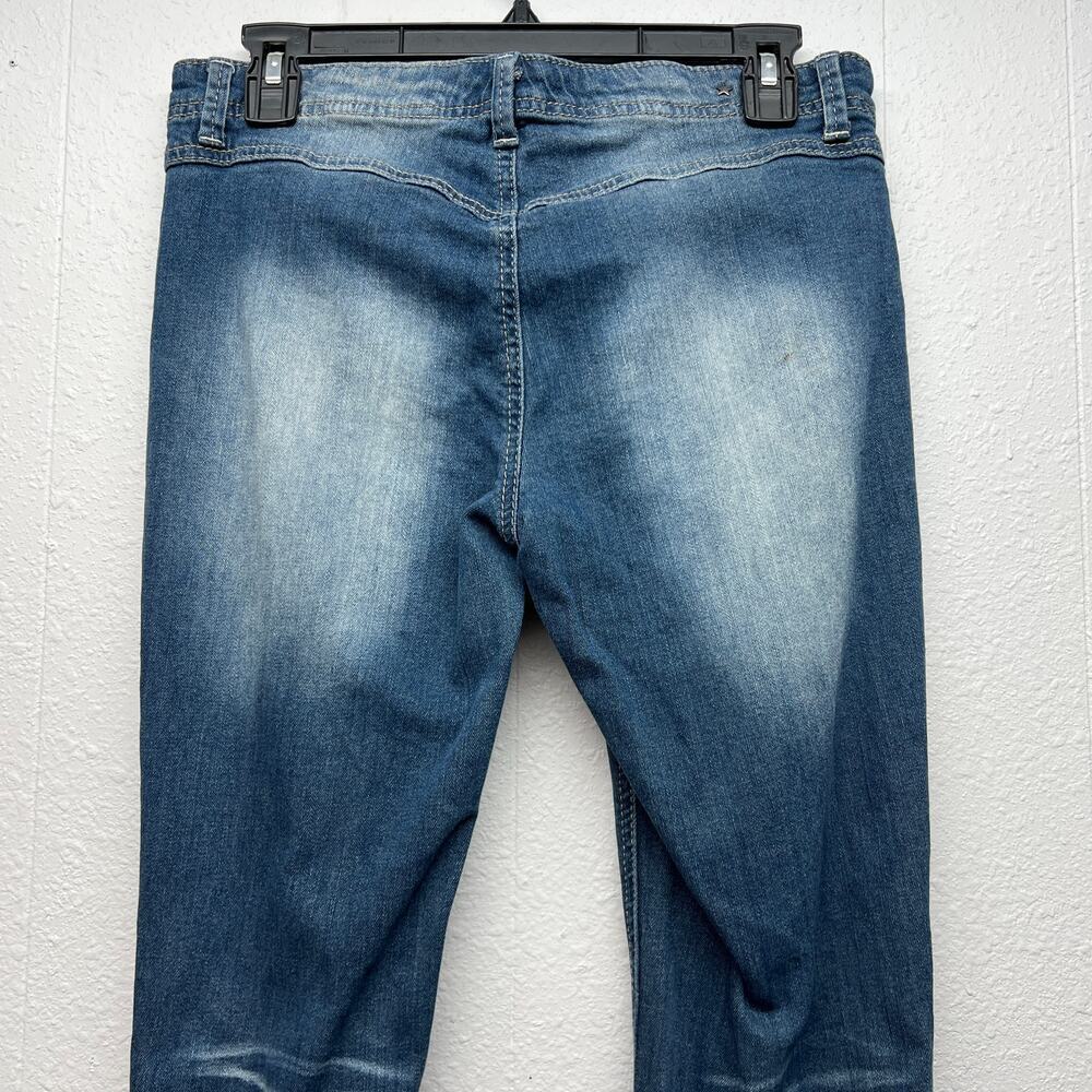 Vintage Y2K Jeans Vanilla Star Low Rise Lace Up Waist Flared Leg Sz 7 Distressed - Picture 7 of 14